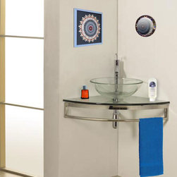 Wall-Mount Corner Glass Vanity - Bathroom Vanities And Sink Consoles