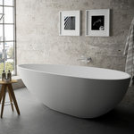 CLOVIS - CLOVIS Solid Surface Freestanding Bathtub, 67*33.5*20'' - MODERN ELEGANCE: Upgrade the functionality of your bathroom and interior with this High-Quality Freestanding Solid Surface Bathing Tub;