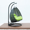 2 Person Charcoal Wicker Double Hanging Egg Swing Chair, Light Green