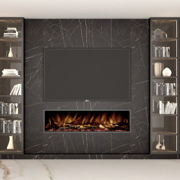 Modern TV Unit with Fireplace & Display Cabinet Supplied by Inspired Elements