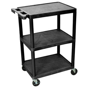 Gray Offex 34H Electric A/V Cart with 3 Shelf and Putty Leg