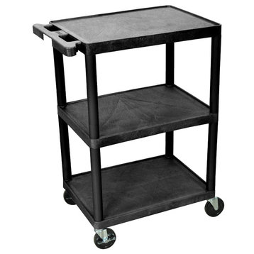 Luxor 3-Shelf Utility Cart, Black