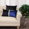 Black Gold and Blue Tufted Velvet Lumbar Pillow