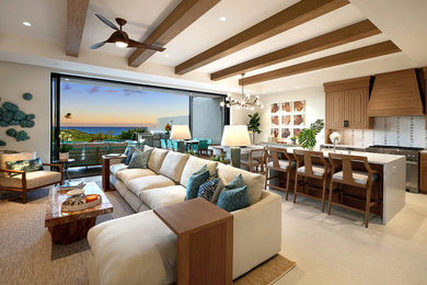 Trendy open concept living room photo in Hawaii