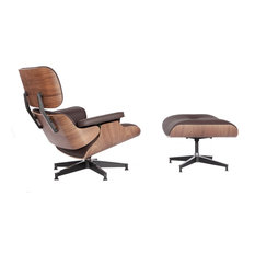 Armchairs and Accent Chairs - Free Shipping on Select Armchairs ... - Modern In Designs - Midcentury Lounge Chair and Ottoman Aniline Leather,  Brown/Walnut -