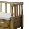 Transitional Storage Bench, Cushioned Seat With Spindle Back & Arms, Natural