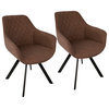 LumiSource Outlaw Dining Chair, Brown PU, Set of 2