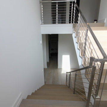 75_Modern Stairway: White Oak & Stainless Steel Balustrade, McLean VA 22101