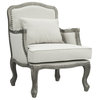 ACME Tania Chair w/Pillow in Cream Linen & Brown Finish