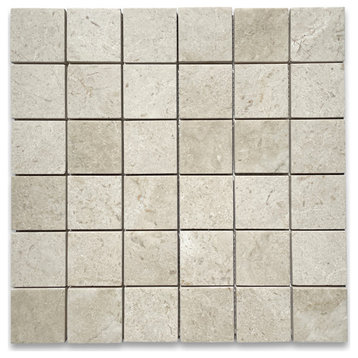 Crema Marfil Beige Marble 2x2 Grid Square Mosaic Tile Polished, 1 sheet