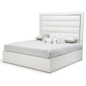Emma Mason Signature Gracelane Queen Upholstered Panel Bed in Glossy White