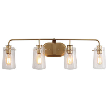 4-Light 31" Cluster Bell Bathroom Lighting, Gold