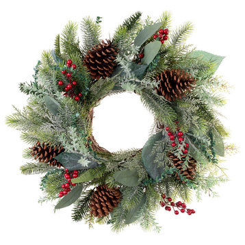 24" Winter Frost Wreath-Unlit