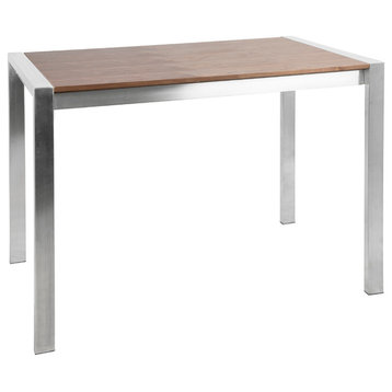 LumiSource Fuji Counter Table, Stainless Steel and Walnut