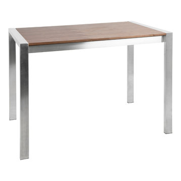 LumiSource Fuji Counter Table, Stainless Steel and Walnut