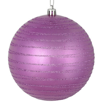 Vickerman N187669D 4" Orchid Candy Finish Ball Ornament With Glitter Lines