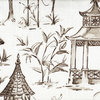 Pagodas Bisque Toile Gray Decorative Throw Pillow Cotton, 20" Cord