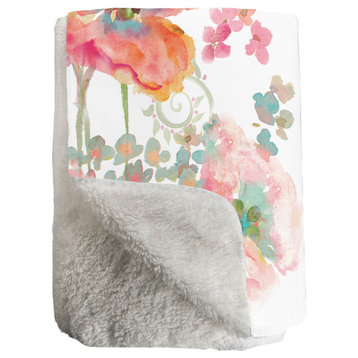 Bohemian Poppies Sherpa Throw Blanket