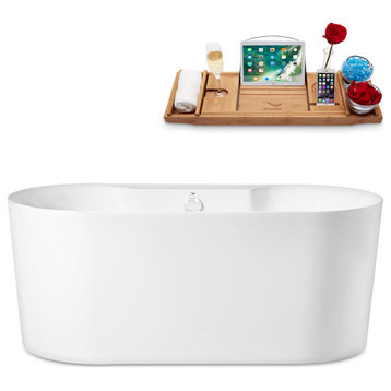 59" Streamline N2120WH Freestanding Tub and Tray With Internal Drain