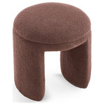 Meridian Furniture - Bowen Faux Shearling Teddy Fabric Ottoman/Stool, Brown - Bring a cozy element to your room with this Bowen faux shearling teddy fabric ottoman/stool. This fabulously fun ottoman is just what you're looking for to add a whimsical yet comforting and welcoming touch to your space. It's covered in faux shearling material that's as soft as your favorite stuffies from childhood, so it feels great against your skin while you prop your feet up and relax. The neutral brown color makes it an easy fit in any area, and the unique design lends your room a contemporary vibe.