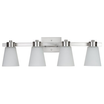 Prominence Home Fairendale Bath and Vanity Light, Brushed Nickel, 4 Light, Frosted Glass