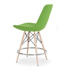 Eiffel & MW Stool Base- Pistachio Camira Wool - Bar Stools And Counter Stools