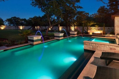 Mid-sized minimalist backyard rectangular pool photo in Los Angeles