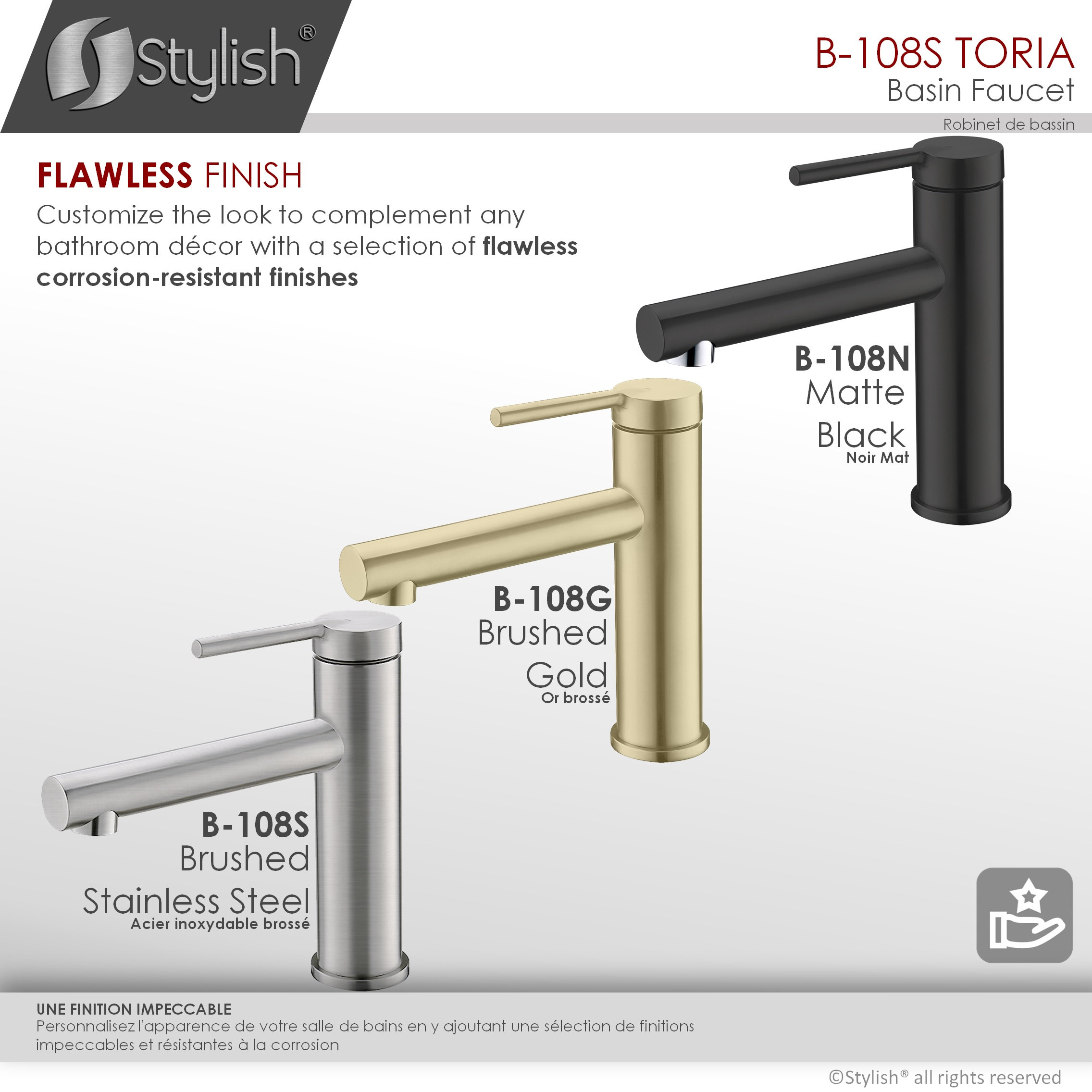 STYLISH Single Handle Modern Bathroom Faucet Basin Sink Faucet