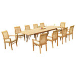 Teak Deals - 11-Piece Outdoor Teak Dining Set 117" Rectangle Table,10 Mas Stacking Arm Chairs - Set includes: 117" Double Extension Rectangle Dining Table and 10 Stacking Arm Chairs.
