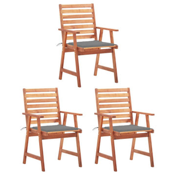 Vidaxl Outdoor Dining Chairs 3-Piece With Cushions Solid Acacia Wood