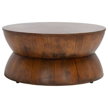 Alecto Round Coffee Table Brown Safavieh