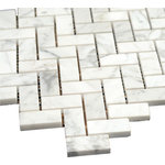 All Marble Tiles - 12"x12" Bianco Carrara Honed  Marble Herringbone Mosaic Tile - SAMPLES ARE A SMALLER PART OF THE ORIGINAL TILE. SAMPLES ARE NOT RETURNABLE.