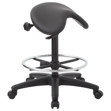 Pneumatic Drafting Chair With Adjustable Foot Ring, Dillon Black