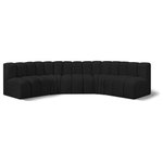 Meridian Furniture - Arc Boucle Fabric Upholstered 5-Pc. U-Shaped Modular Sectional, Black - Give your living room or den the perfect blend of style and versatility with this Arc boucle fabric curved modular Sectional. Part of the Arc modular furniture collection, this Sectional comes upholstered in rich black boucle fabric and features deep channel tufting that adds a touch of luxury while enhancing comfort and support. A seamless combination of form and function, this chair can be used with other Arc pieces to create a myriad of configurations in your well-curated room.