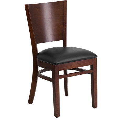 Vertical Slat Back Walnut Wood Dining Chair, Burgundy Seat