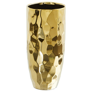 10" Designer Gold Cylinder Vase