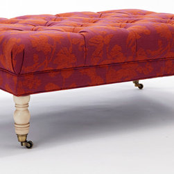 Biscayne Ottoman in Imprint Isle Cerise - Footstools And Ottomans
