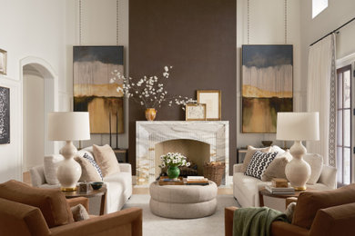 Example of a transitional living room design in Indianapolis