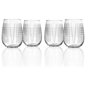 Matchstick Stemless Wine Glass 17 Oz., Set of 4 Wine Glasses