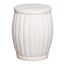 White Fluted Garden Stool - Home Decor