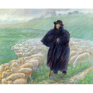 Camille Pissarro Shepherd in a Downpour, 20"x25" Wall Decal Print