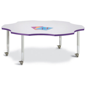 Berries Six Leaf Activity Table - 60", Mobile - Gray/Purple/Gray