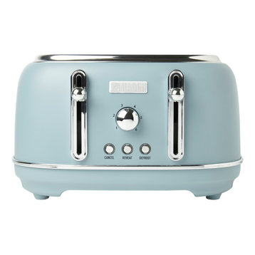 Highclere 4-Slice, Wide Slot Toaster with Bagel and Defrost Settings, Poole Blue
