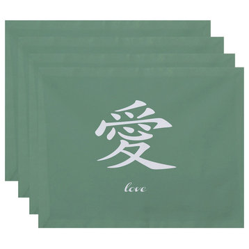 18"x14" Love, Word Print Placemat, Green, Set of 4