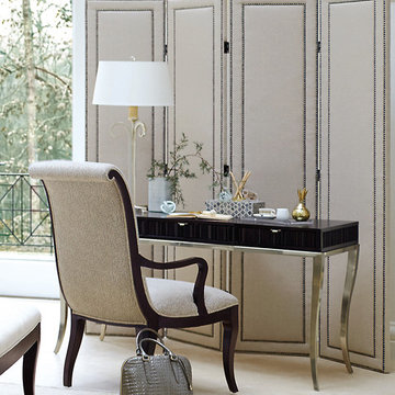 Glamorous and Transitional Neutral Home Office