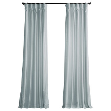 Heritage Plush Velvet Curtain Single Panel, Aquarius Blue, 50"x84"