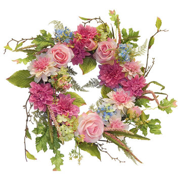24" Dahlia, Rose, Hydrangea Wreath
