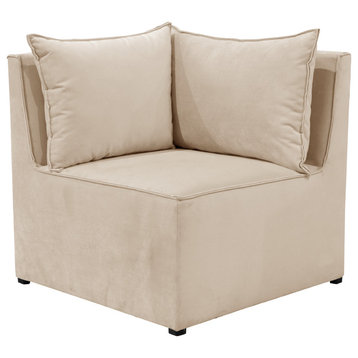 Perry French Seamed Corner Chair, Velvet Pearl