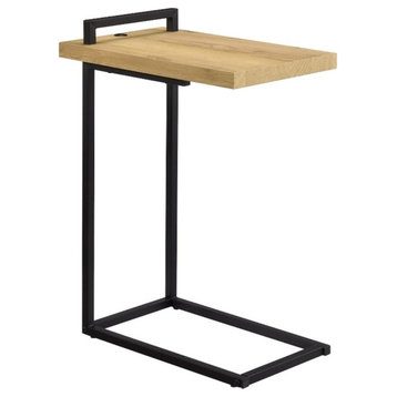 Coaster Maxwell Metal C-shaped Accent Table with USB Charging Port Brown