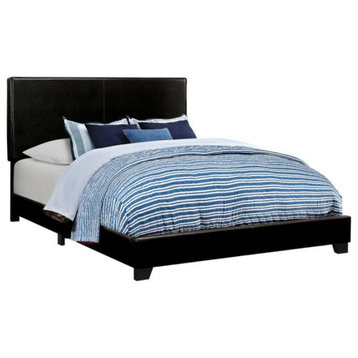 Leatherette Upholstered Bed, Cal. King Size, Black